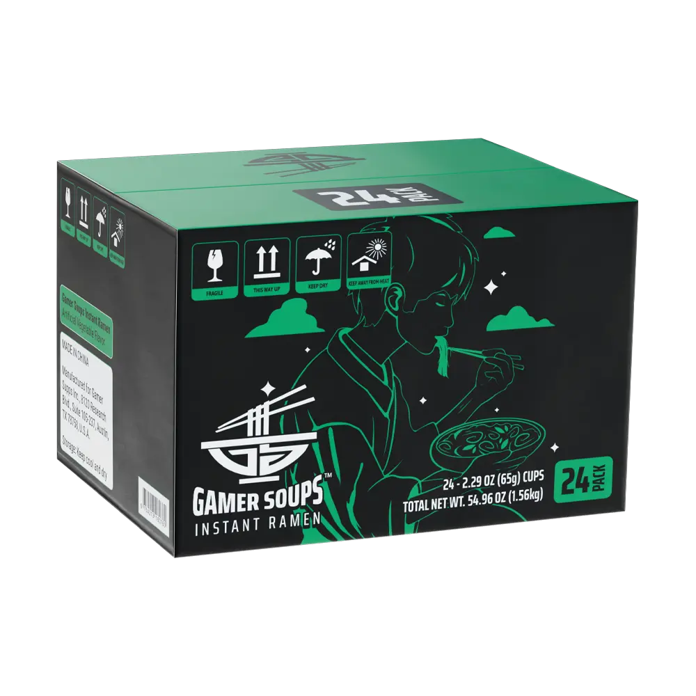 Gamer Soups Instant Noodles - Vegetable (24 Cup Box) - Image 2