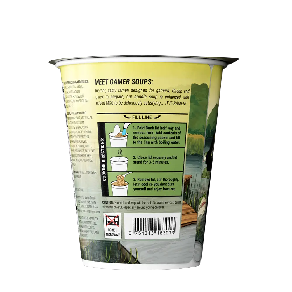 Gamer Soups Instant Noodles - Swamp Assassin (24 Cup Box) - Image 6